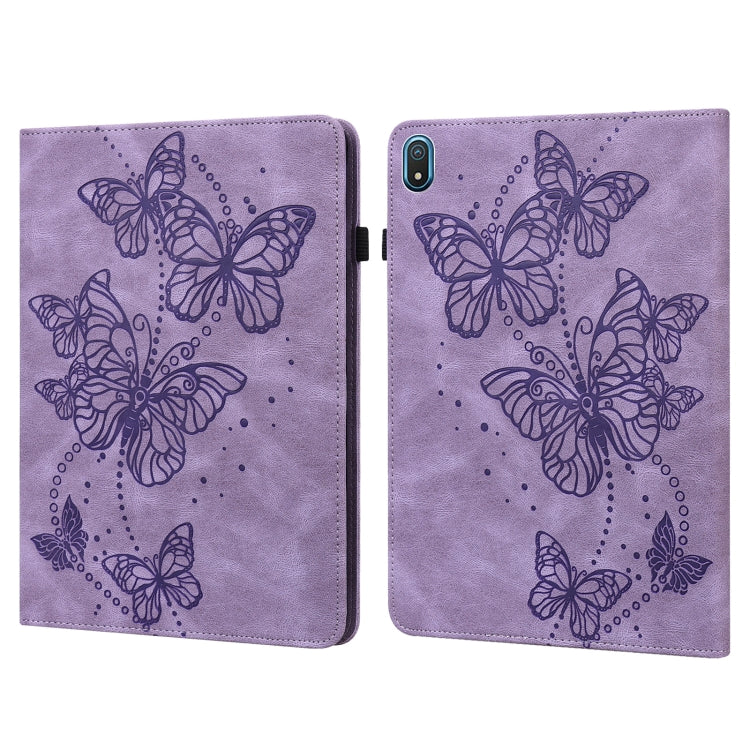 For Nokia T20 10.4 2021 Embossed Butterfly Pattern Leather Tablet Case(Purple) - Nokia by PMC TechLife | Online Shopping South Africa | PMC TechLife | Buy Now Pay Later Mobicred