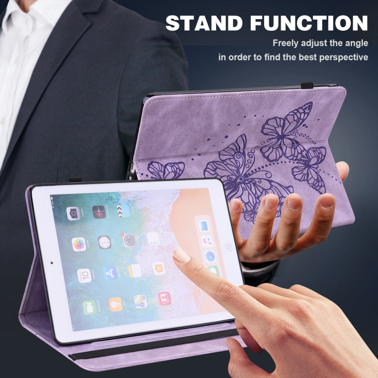 For Nokia T20 10.4 2021 Embossed Butterfly Pattern Leather Tablet Case(Purple) - Nokia by PMC TechLife | Online Shopping South Africa | PMC TechLife | Buy Now Pay Later Mobicred