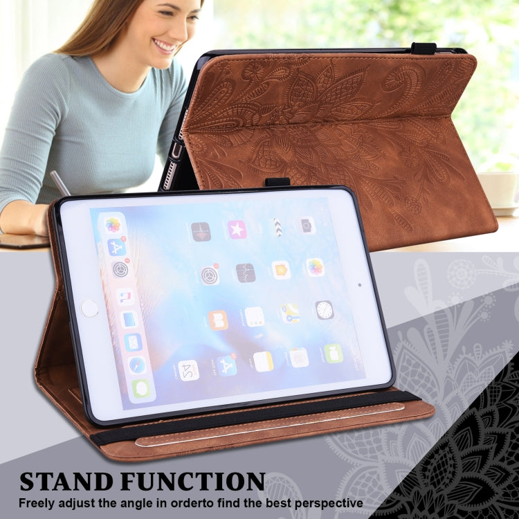 For Realme Pad X Lace Flower Embossing Pattern Leather Tablet Case(Brown) - Realme by PMC TechLife | Online Shopping South Africa | PMC TechLife | Buy Now Pay Later Mobicred