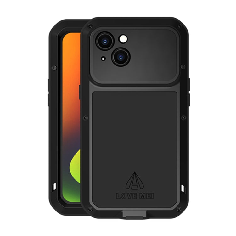 For iPhone 14 LOVE MEI Metal Shockproof Life Waterproof Dustproof Phone Case(Black) - free shipping - PMC TechLife - Order now!