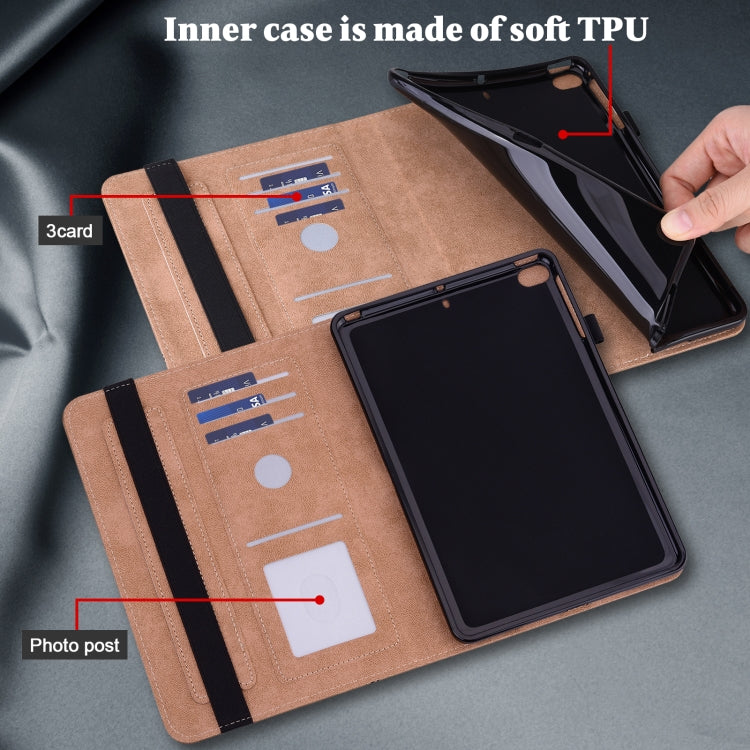 For iPad 2025 / 2022 Solid Color Embossed Striped Leather Tablet Case(Brown) - iPad 2025 / 2022 Cases by PMC TechLife | Online Shopping South Africa | PMC TechLife | Buy Now Pay Later Mobicred