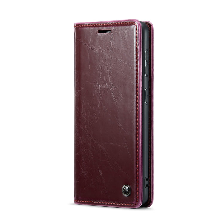 For Samsung Galaxy S21 FE 5G CaseMe 003 Crazy Horse Texture Leather Phone Case(Wine Red) - Galaxy Phone Cases by CaseMe | Online Shopping South Africa | PMC Jewellery | Buy Now Pay Later Mobicred