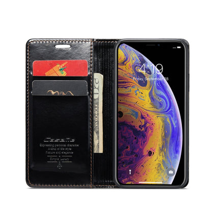 For iPhone XS CaseMe 003 Crazy Horse Texture Leather Phone Case(Black) - More iPhone Cases by CaseMe | Online Shopping South Africa | PMC Jewellery | Buy Now Pay Later Mobicred