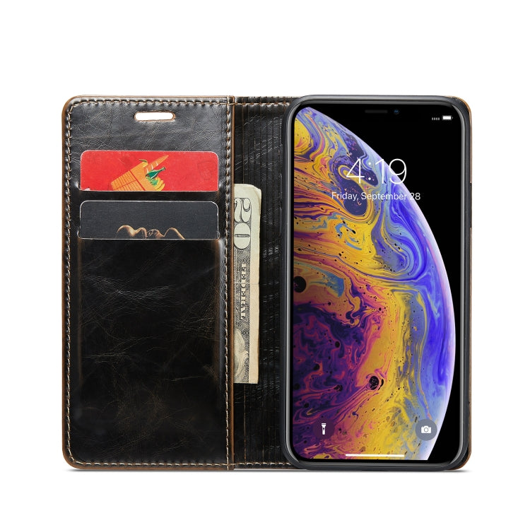 For iPhone XS Max CaseMe 003 Crazy Horse Texture Leather Phone Case(Coffee) - More iPhone Cases by CaseMe | Online Shopping South Africa | PMC Jewellery | Buy Now Pay Later Mobicred