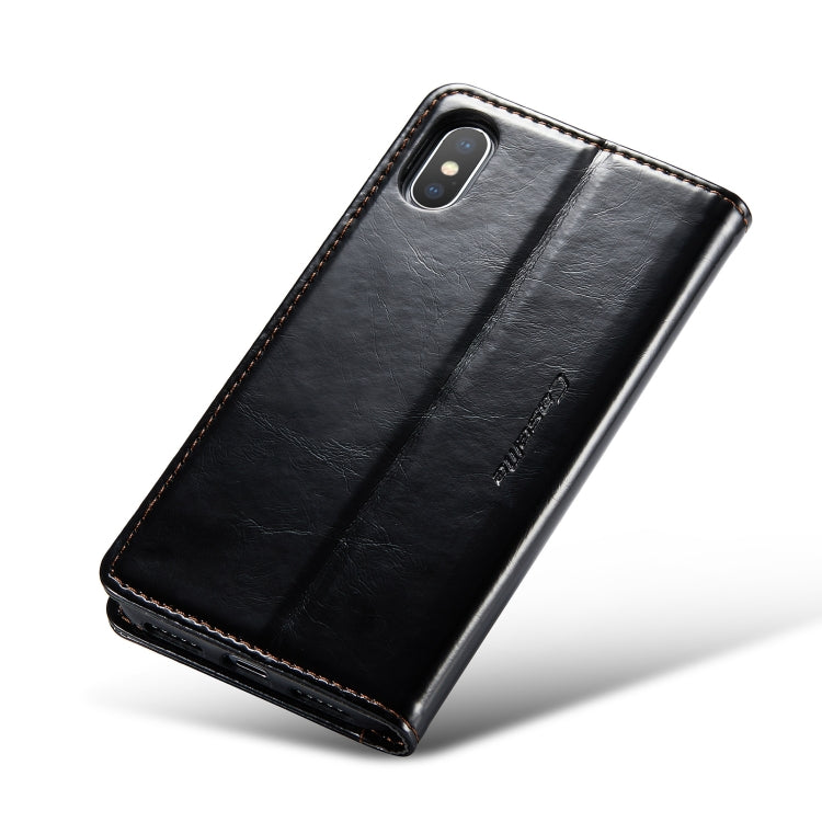 For iPhone XS Max CaseMe 003 Crazy Horse Texture Leather Phone Case(Black) - More iPhone Cases by CaseMe | Online Shopping South Africa | PMC Jewellery | Buy Now Pay Later Mobicred