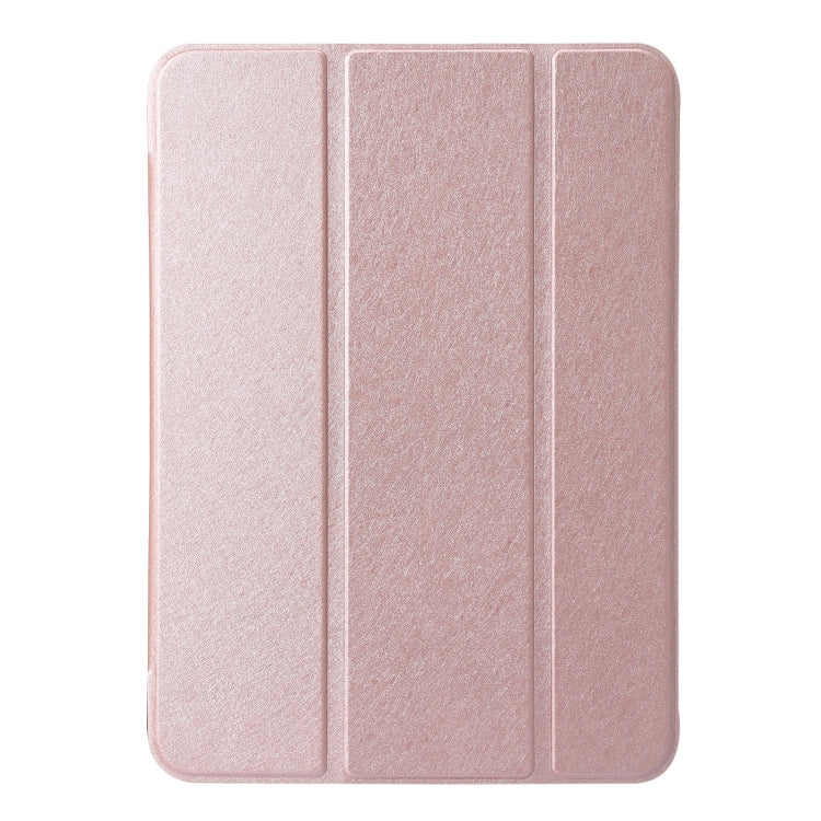 For iPad 10th Gen 10.9 2022 Silk Texture Three-fold Horizontal Flip Leather Tablet Case(Rose Gold) - iPad 10th Gen 10.9 Cases by PMC Jewellery | Online Shopping South Africa | PMC Jewellery