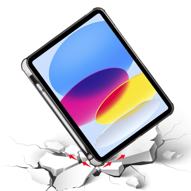 For iPad 10th Gen 10.9 2022 Four-corner Airbag Shockproof Three-fold Tablet Leather Case(Black) - iPad 10th Gen 10.9 Cases by PMC TechLife | Online Shopping South Africa | PMC TechLife