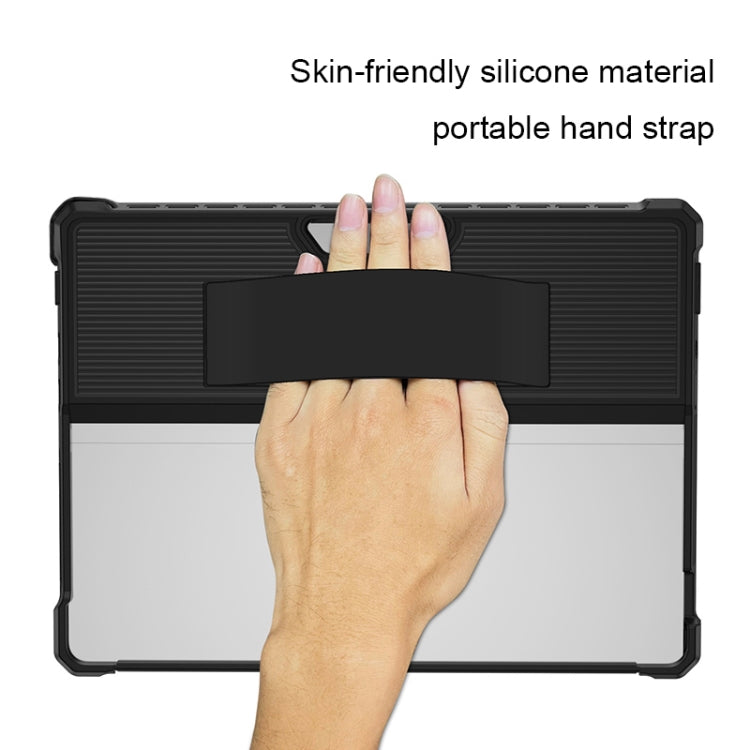 For Microsoft Surface Pro 9 Striped Hollow Tablet Case with Shoulder Strap(Black) - free shipping - PMC TechLife - Order now!