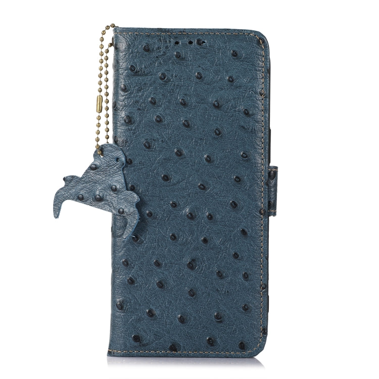For Google Pixel 7 Pro Ostrich Pattern Genuine Leather RFID Phone Case(Blue) - Google Cases by PMC TechLife | Online Shopping South Africa | PMC TechLife | Buy Now Pay Later Mobicred