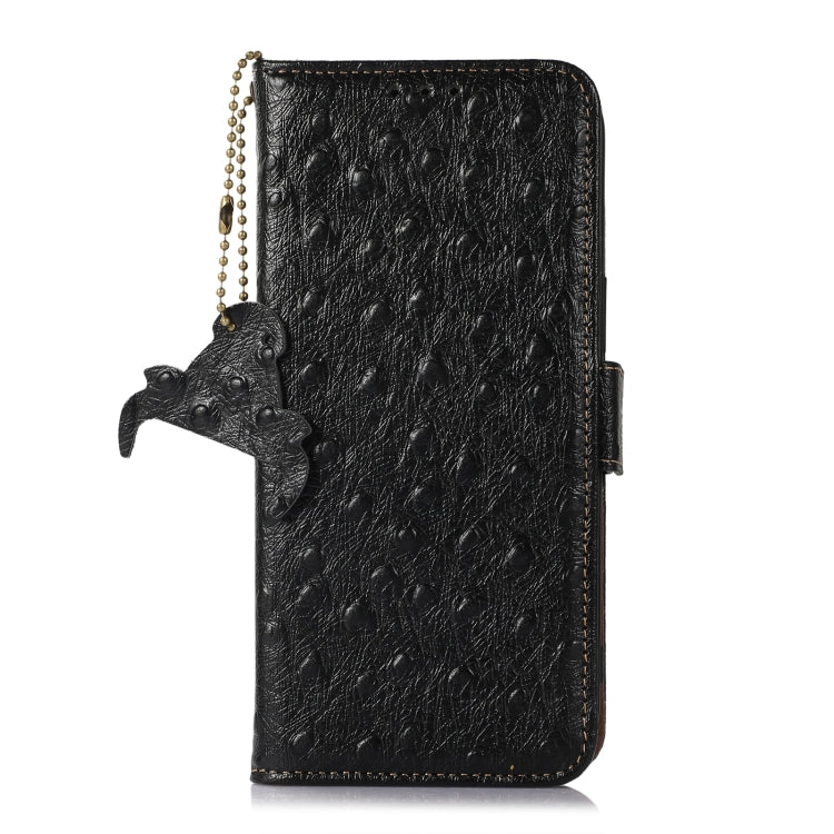 For Google Pixel 7 Ostrich Pattern Genuine Leather RFID Phone Case(Black) - Google Cases by PMC TechLife | Online Shopping South Africa | PMC TechLife | Buy Now Pay Later Mobicred