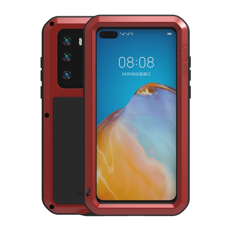 For Huawei P40 LOVE MEI Metal Shockproof Waterproof Dustproof Protective Case(Red) - free shipping - PMC TechLife - Order now!