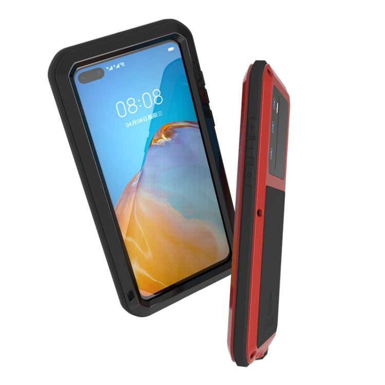 For Huawei P40 LOVE MEI Metal Shockproof Waterproof Dustproof Protective Case(Red) - free shipping - PMC TechLife - Order now!