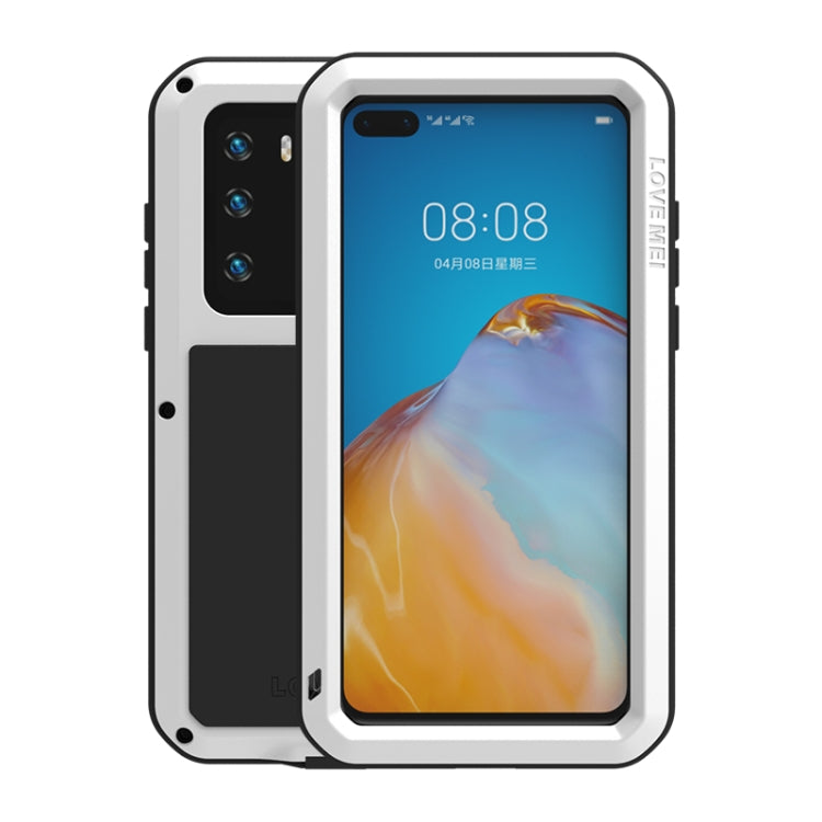 For Huawei P40 LOVE MEI Metal Shockproof Waterproof Dustproof Protective Case(White) - Huawei Cases by LOVE MEI | Online Shopping South Africa | PMC Jewellery