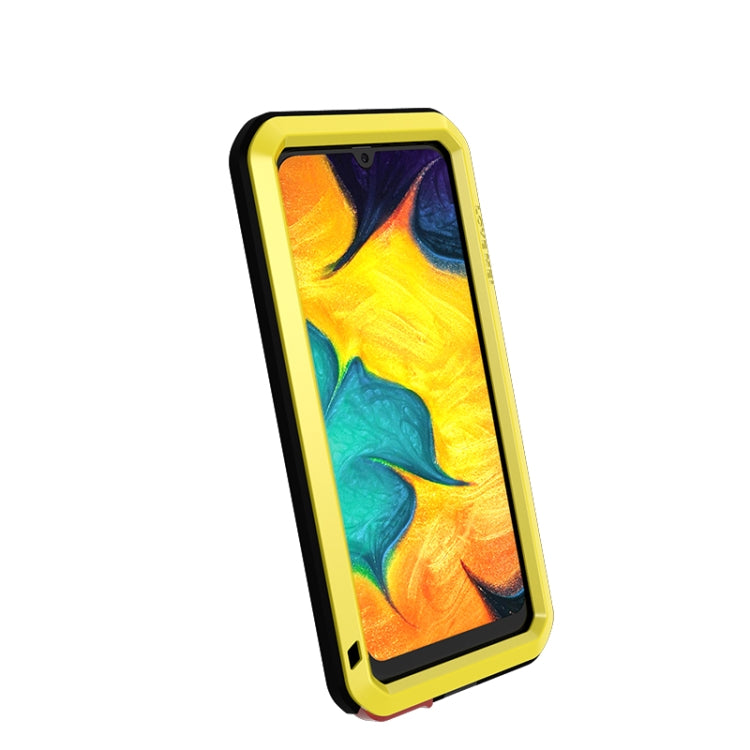 For Galaxy A30 LOVE MEI Metal Shockproof Waterproof Dustproof Protective Case(Yellow) - Galaxy Phone Cases by LOVE MEI | Online Shopping South Africa | PMC TechLife | Buy Now Pay Later Mobicred