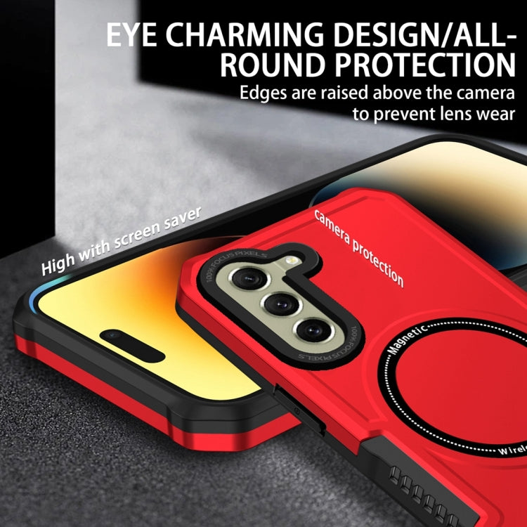 For Samsung Galaxy S21 FE 5G MagSafe Shockproof Armor Phone Case(Red) - Galaxy Phone Cases by PMC TechLife | Online Shopping South Africa | PMC TechLife