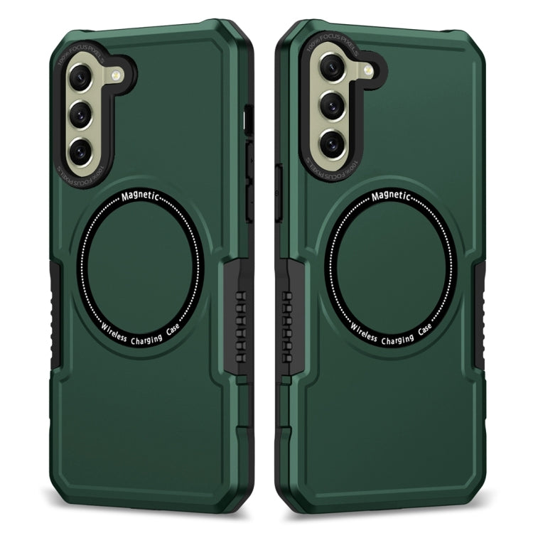 For Samsung Galaxy S21 FE 5G MagSafe Shockproof Armor Phone Case(Dark Green) - Galaxy Phone Cases by PMC Jewellery | Online Shopping South Africa | PMC Jewellery