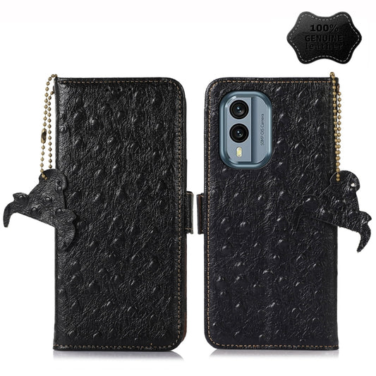 For Nokia X30 5G Ostrich Pattern Genuine Leather RFID Phone Case(Black) - Nokia Cases by PMC Jewellery | Online Shopping South Africa | PMC Jewellery | Buy Now Pay Later Mobicred