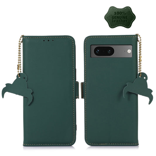 For Google Pixel 7 Genuine Leather Magnetic RFID Leather Phone Case(Green) - Google Cases by PMC Jewellery | Online Shopping South Africa | PMC Jewellery | Buy Now Pay Later Mobicred