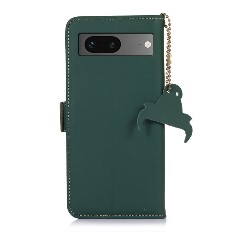 For Google Pixel 7 Genuine Leather Magnetic RFID Leather Phone Case(Green) - Google Cases by PMC TechLife | Online Shopping South Africa | PMC TechLife | Buy Now Pay Later Mobicred