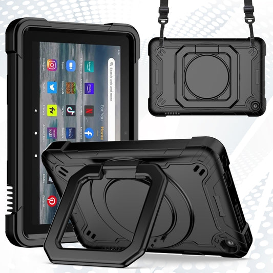 For Amazon Kindle Fire 7 2022 Silicone + PC Bracelet Holder Tablet Case(Black) - Amazon by PMC Jewellery | Online Shopping South Africa | PMC Jewellery | Buy Now Pay Later Mobicred