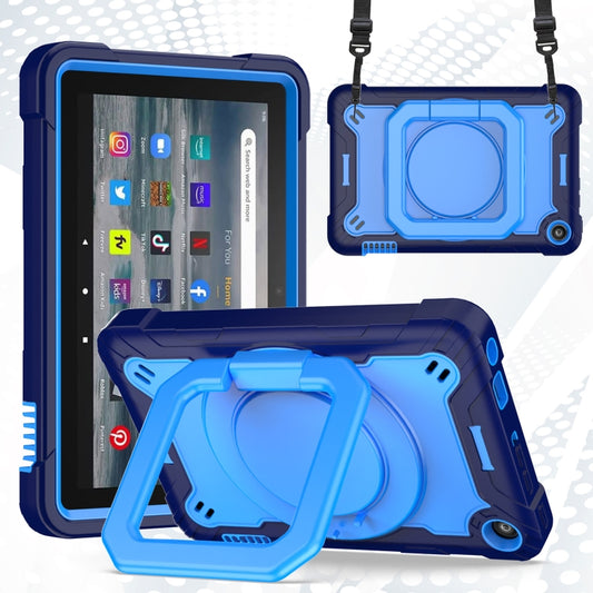 For Amazon Kindle Fire 7 2022 Silicone + PC Bracelet Holder Tablet Case(Navy Blue + Blue) - Amazon by PMC Jewellery | Online Shopping South Africa | PMC Jewellery | Buy Now Pay Later Mobicred