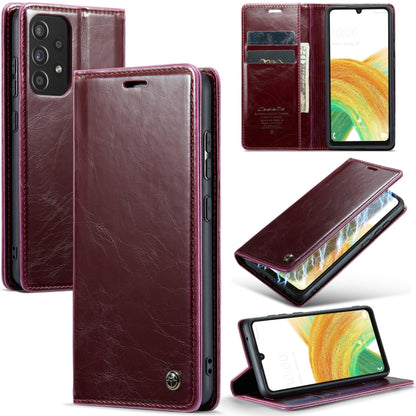 For Samsung Galaxy A33 5G CaseMe 003 Crazy Horse Texture Leather Phone Case(Wine Red) - Galaxy Phone Cases by CaseMe | Online Shopping South Africa | PMC Jewellery | Buy Now Pay Later Mobicred