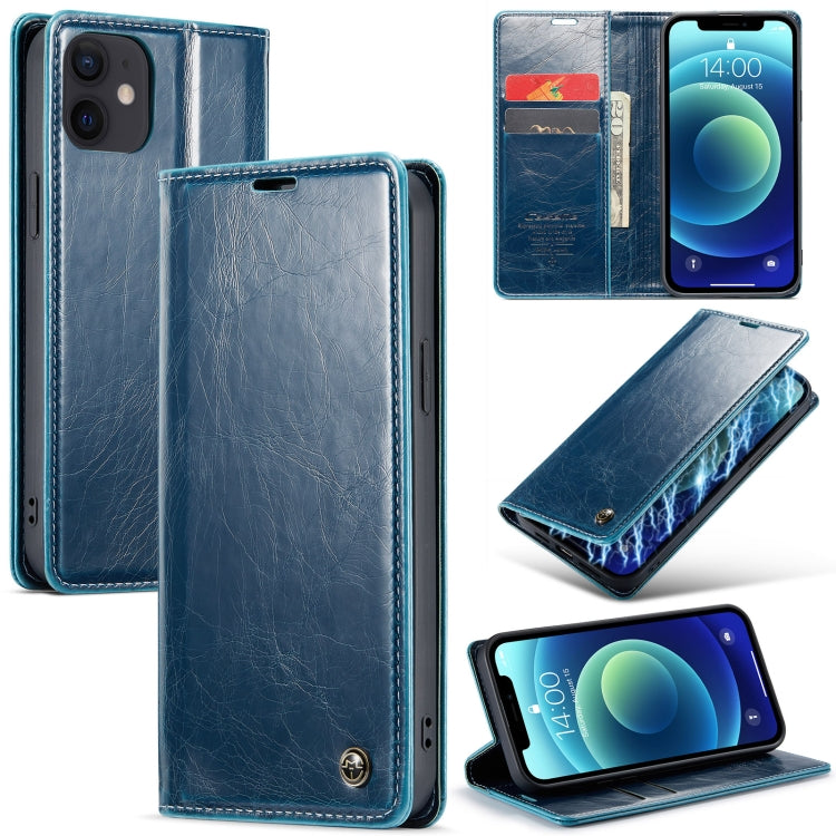 For iPhone 12 mini CaseMe 003 Crazy Horse Texture Leather Phone Case(Blue) - iPhone 12 mini Cases by CaseMe | Online Shopping South Africa | PMC Jewellery | Buy Now Pay Later Mobicred