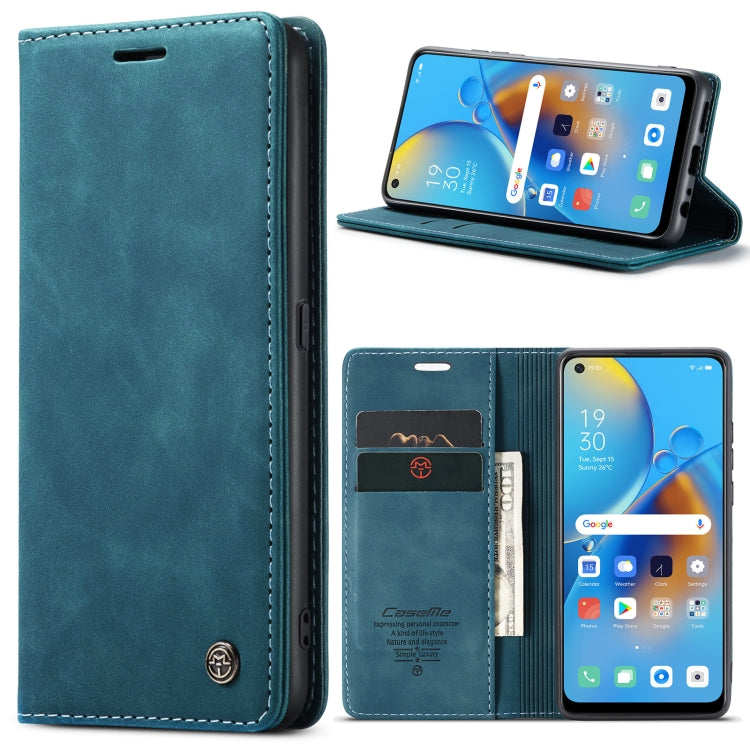 CaseMe 013 Multifunctional Horizontal Flip Leather Phone Case For OPPO F19/F19S/A74 4G/A95 4G/Reno6 Lite 4G Global(Blue) - OPPO Cases by CaseMe | Online Shopping South Africa | PMC Jewellery | Buy Now Pay Later Mobicred