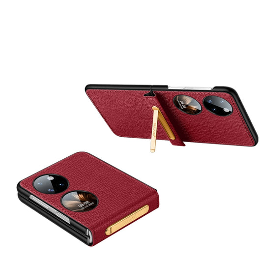 For Huawei P50 Pocket SULADA Invisible Bracket Leather Back Cover Phone Case(Red) - Huawei Cases by SULADA | Online Shopping South Africa | PMC Jewellery | Buy Now Pay Later Mobicred