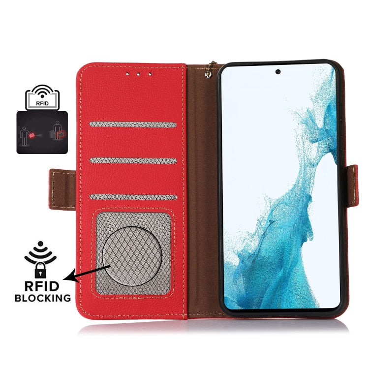 For Nokia X30 5G Side-Magnetic TJ Genuine Leather RFID Phone Case(Red) - Nokia Cases by PMC TechLife | Online Shopping South Africa | PMC TechLife | Buy Now Pay Later Mobicred