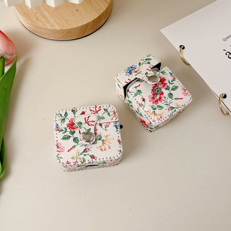 For AirPods Pro 2 White Floral PU Leather Wireless Earphone Case - For AirPods Pro 2 by PMC Jewellery | Online Shopping South Africa | PMC Jewellery | Buy Now Pay Later Mobicred