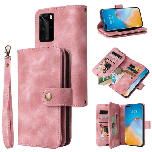 For Huawei P40 Pro Multifunctional Card Slot Zipper Wallet Leather Phone Case(Rose Gold) - Huawei Cases by PMC Jewellery | Online Shopping South Africa | PMC Jewellery | Buy Now Pay Later Mobicred