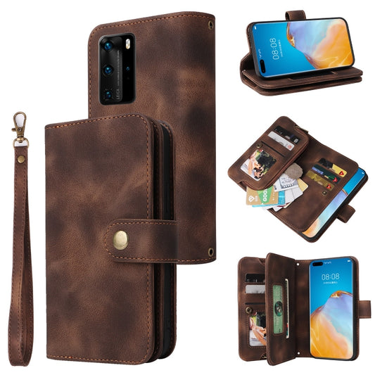 For Huawei P40 Pro Multifunctional Card Slot Zipper Wallet Leather Phone Case(Brown) - Huawei Cases by PMC Jewellery | Online Shopping South Africa | PMC Jewellery | Buy Now Pay Later Mobicred