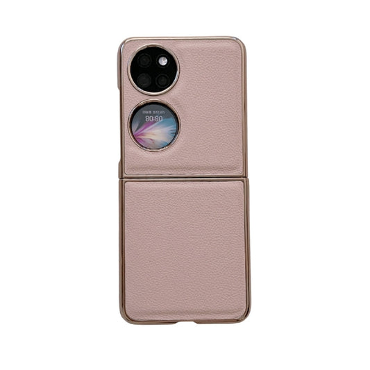 For Huawei P50 Pocket Nano Electroplating Genuine Leather Phone Case(Pink) - Huawei Cases by PMC Jewellery | Online Shopping South Africa | PMC Jewellery | Buy Now Pay Later Mobicred