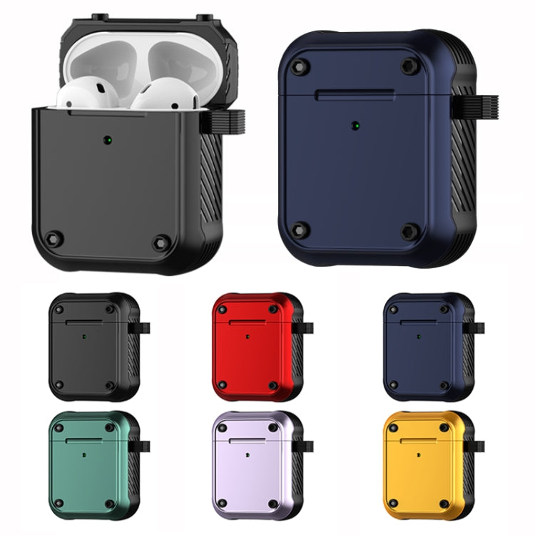 For AirPods 1 / 2 Wing TPU + PC Shockproof Earphone Protective Case(Black) - For AirPods 1/2 by PMC Jewellery | Online Shopping South Africa | PMC Jewellery | Buy Now Pay Later Mobicred
