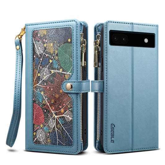 For Google Pixel 6a ESEBLE Star Series Lanyard Zipper Wallet RFID Leather Case(Blue) - Google Cases by ESEBLE | Online Shopping South Africa | PMC Jewellery | Buy Now Pay Later Mobicred