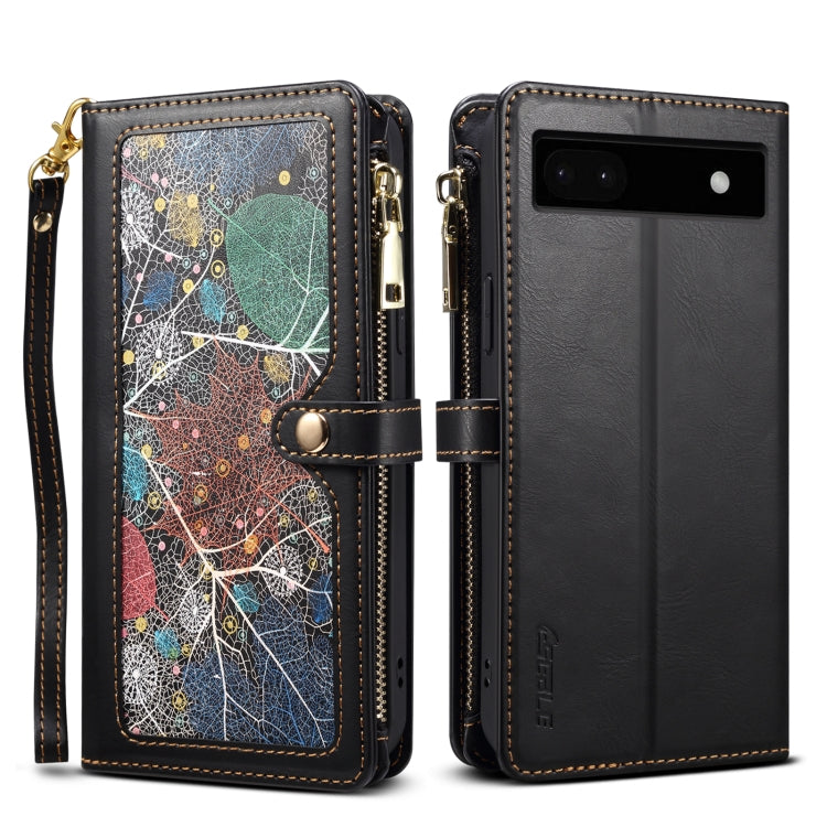 For Google Pixel 6a ESEBLE Star Series Lanyard Zipper Wallet RFID Leather Case(Black) - Google Cases by ESEBLE | Online Shopping South Africa | PMC Jewellery | Buy Now Pay Later Mobicred