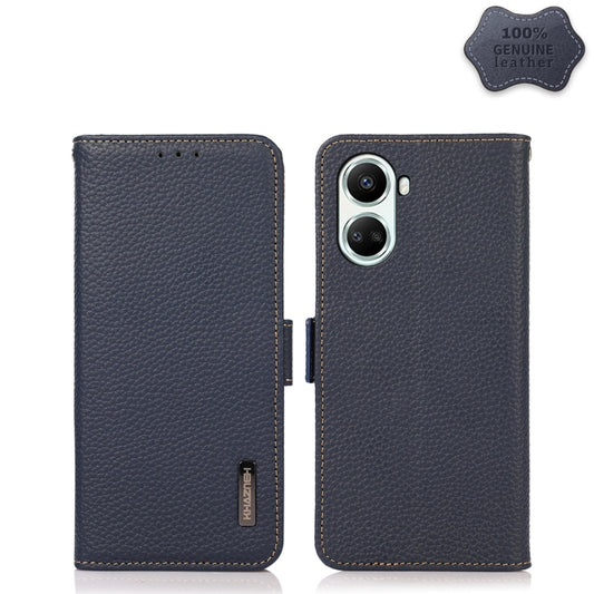 For Huawei nova 10 SE KHAZNEH Side-Magnetic Litchi Genuine Leather RFID Phone Case(Blue) - Huawei Cases by PMC Jewellery | Online Shopping South Africa | PMC Jewellery | Buy Now Pay Later Mobicred