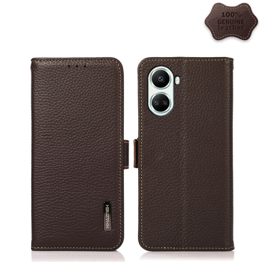 For Huawei nova 10 SE KHAZNEH Side-Magnetic Litchi Genuine Leather RFID Phone Case(Brown) - Huawei Cases by PMC Jewellery | Online Shopping South Africa | PMC Jewellery | Buy Now Pay Later Mobicred