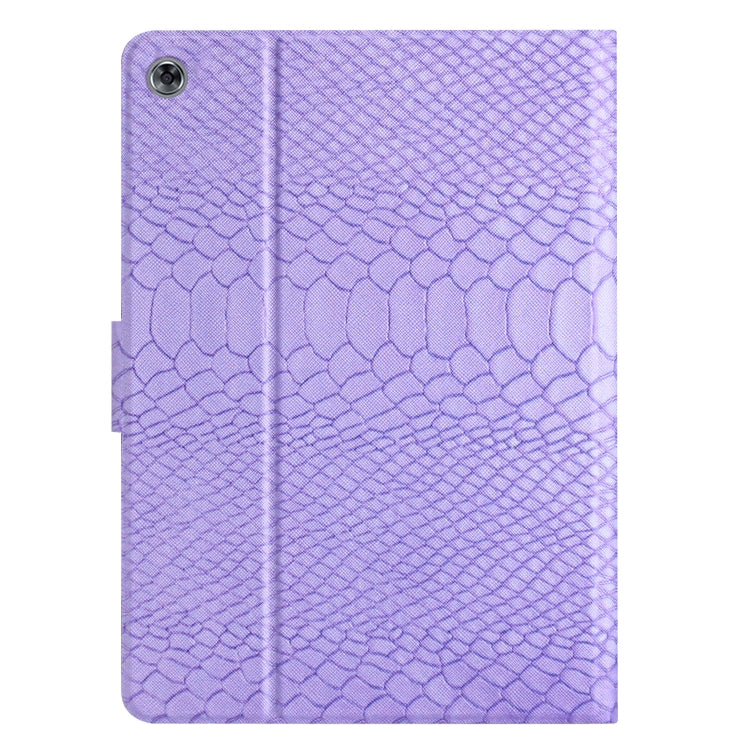For Huawei MediaPad M5 lite 10.1 Solid Color Crocodile Texture Leather Smart Tablet Case(Purple) - free shipping - PMC TechLife - Order now!