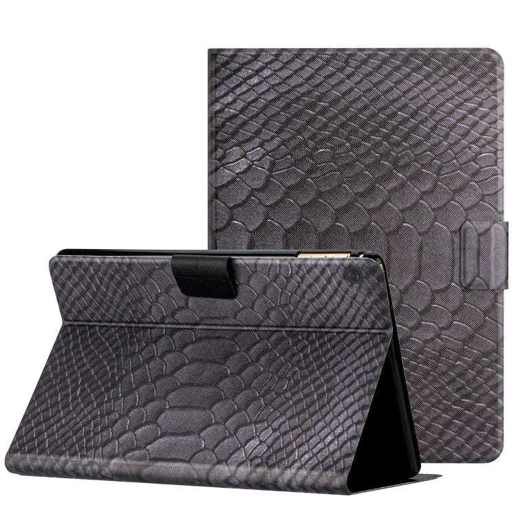 For Lenovo Tab M10 Solid Color Crocodile Texture Leather Smart Tablet Case(Black) - Lenovo by PMC TechLife | Online Shopping South Africa | PMC TechLife | Buy Now Pay Later Mobicred
