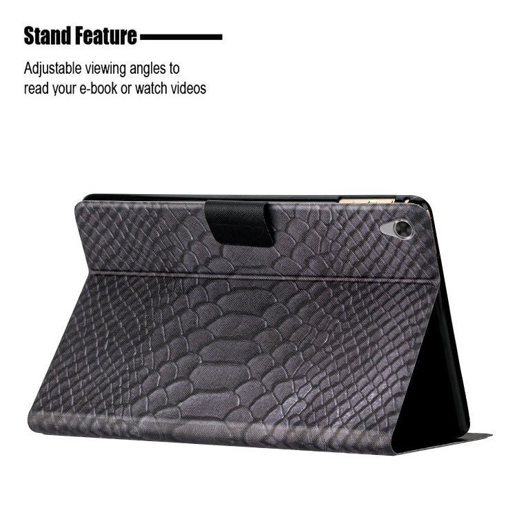 For Lenovo Tab M10 HD 2nd Gen Solid Color Crocodile Texture Leather Smart Tablet Case(Black) - Lenovo by PMC TechLife | Online Shopping South Africa | PMC TechLife | Buy Now Pay Later Mobicred