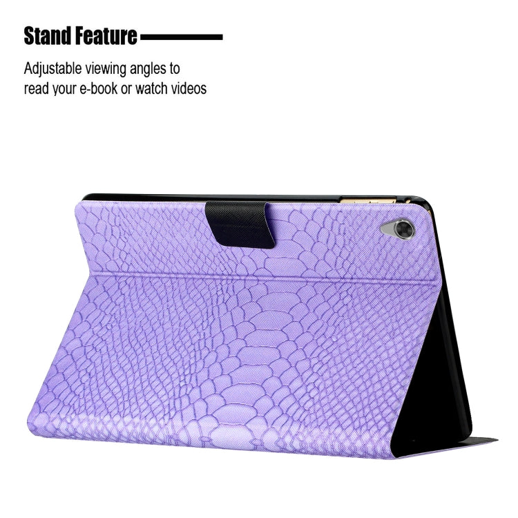 For Lenovo Tab M10 HD 2nd Gen Solid Color Crocodile Texture Leather Smart Tablet Case(Purple) - Lenovo by PMC TechLife | Online Shopping South Africa | PMC TechLife | Buy Now Pay Later Mobicred