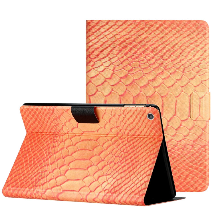 For Amazon Kindle Fire HD 10 2019/2017/2015 Solid Color Crocodile Texture Leather Smart Tablet Case(Orange) - Amazon by PMC TechLife | Online Shopping South Africa | PMC TechLife | Buy Now Pay Later Mobicred