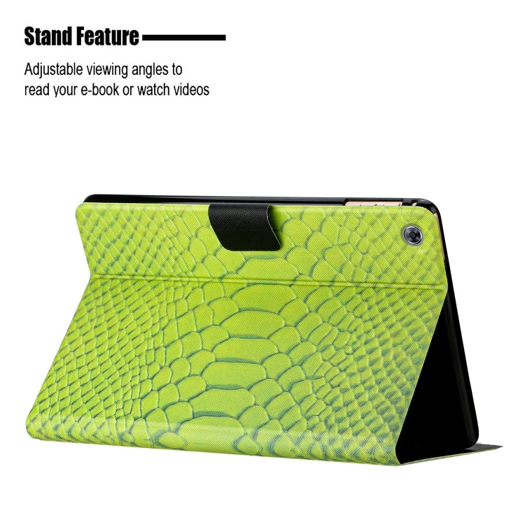 For Huawei MatePad T 10s Solid Color Crocodile Texture Leather Tablet Case(Green) - Huawei by PMC TechLife | Online Shopping South Africa | PMC TechLife | Buy Now Pay Later Mobicred