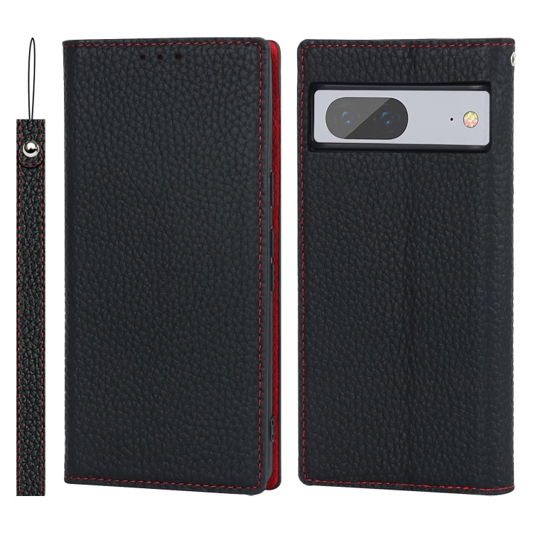For Google Pixel 7 5G Litchi Texture Genuine Leather Phone Case(Black) - Google Cases by PMC TechLife | Online Shopping South Africa | PMC TechLife | Buy Now Pay Later Mobicred