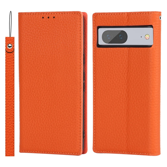 For Google Pixel 7 5G Litchi Texture Genuine Leather Phone Case(Orange) - Google Cases by PMC Jewellery | Online Shopping South Africa | PMC Jewellery | Buy Now Pay Later Mobicred