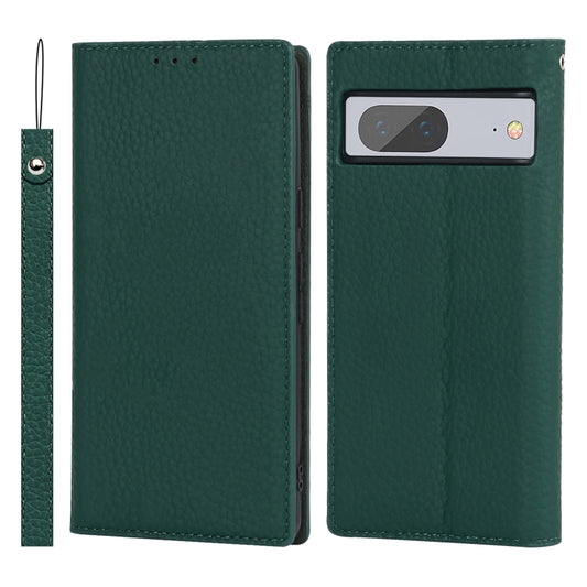 For Google Pixel 7 5G Litchi Texture Genuine Leather Phone Case(Dark Green) - Google Cases by PMC Jewellery | Online Shopping South Africa | PMC Jewellery | Buy Now Pay Later Mobicred