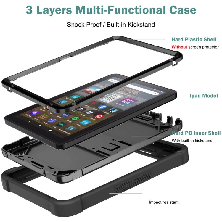 Silicone + PC Holder Shockproof Tablet Case For Amazon Kindle Fire HD 8 2022 / 2020 / HD 8 Plus 2020(Black) - Amazon by PMC TechLife | Online Shopping South Africa | PMC TechLife | Buy Now Pay Later Mobicred