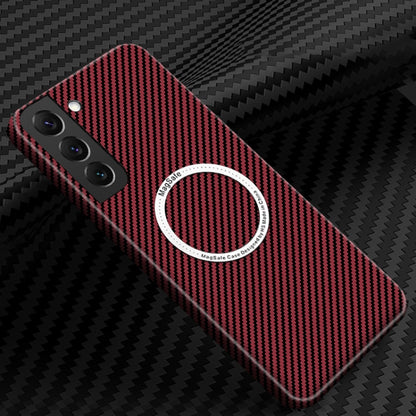 For Samsung Galaxy S23 5G Carbon Fiber Texture MagSafe Magnetic Phone Case(Red) - Galaxy S23 5G Cases by PMC Jewellery | Online Shopping South Africa | PMC Jewellery